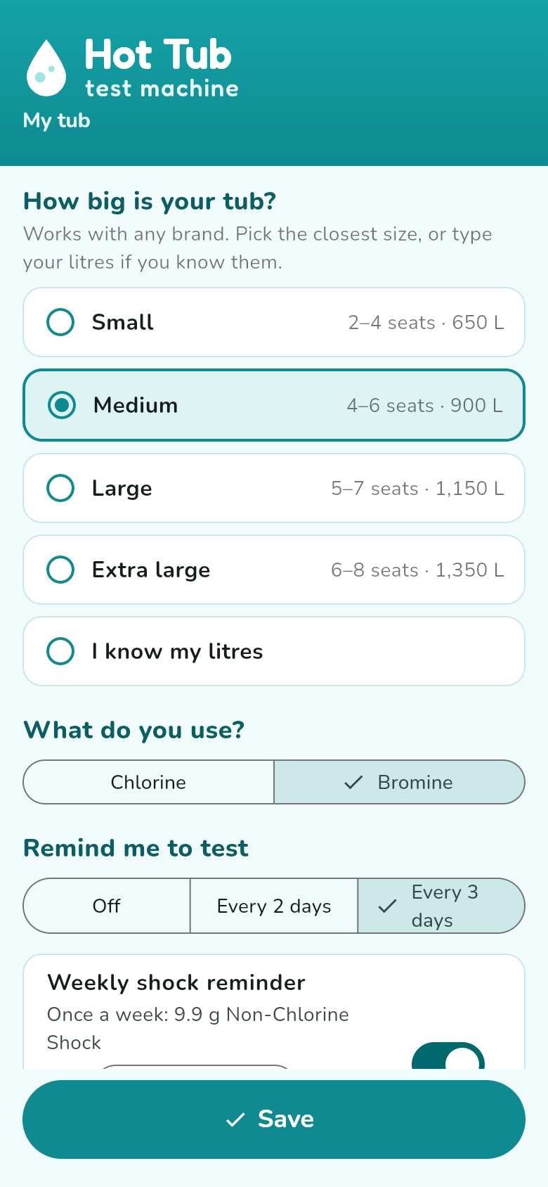 Tub size screen